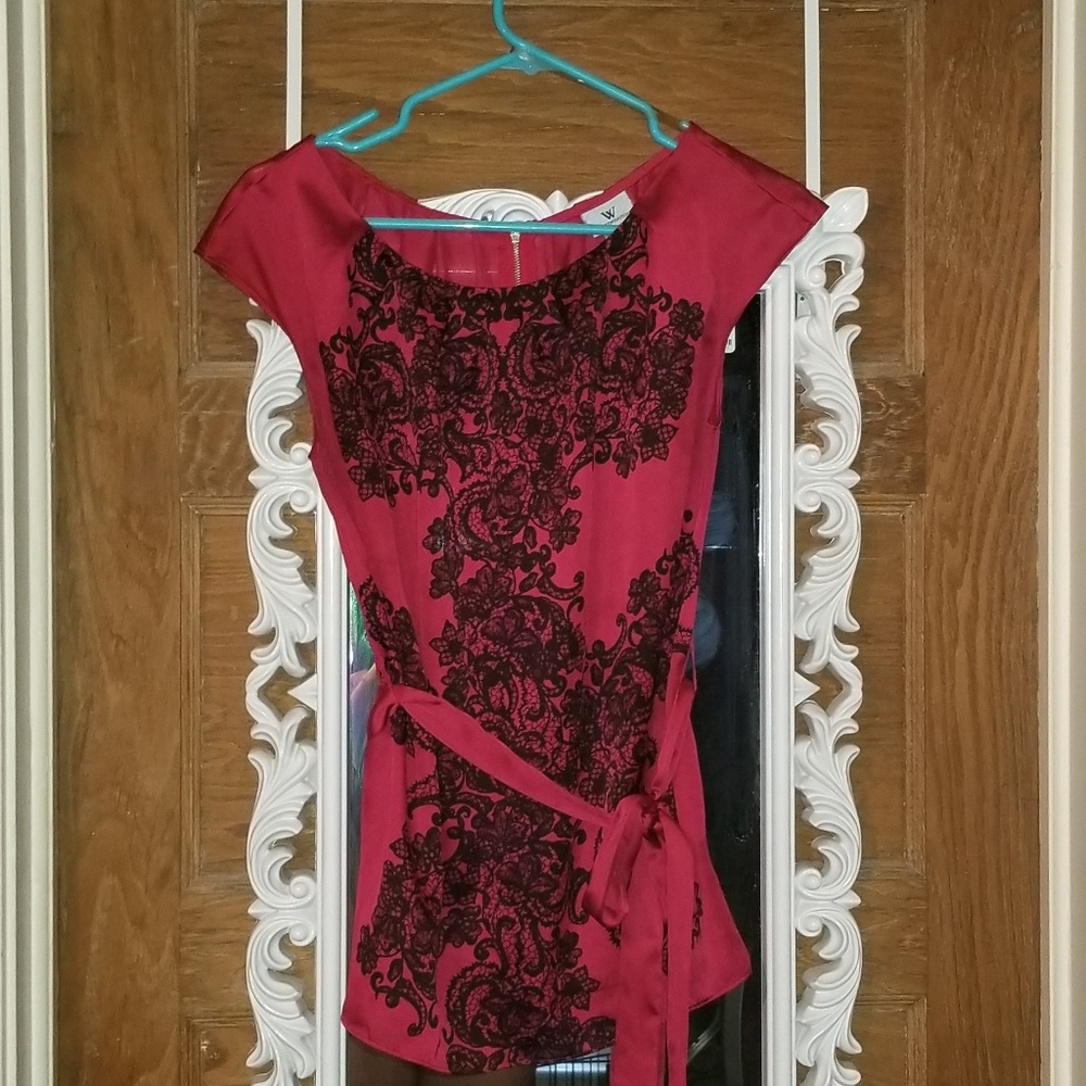 Worthington satin tie waist blouse
